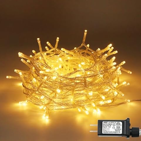 FOEERS 200 LED Christmas String Lights,Warm White Christmas Lights with Clear Wire,66FT Plug in Fairy String Lights for Bedroom,House,Wedding,Classroom,Christmas Tree Decoration Cover