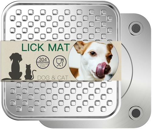 Stainless Steel Large Lick Mat for Dogs & Cats, Chew-Proof Slow F...