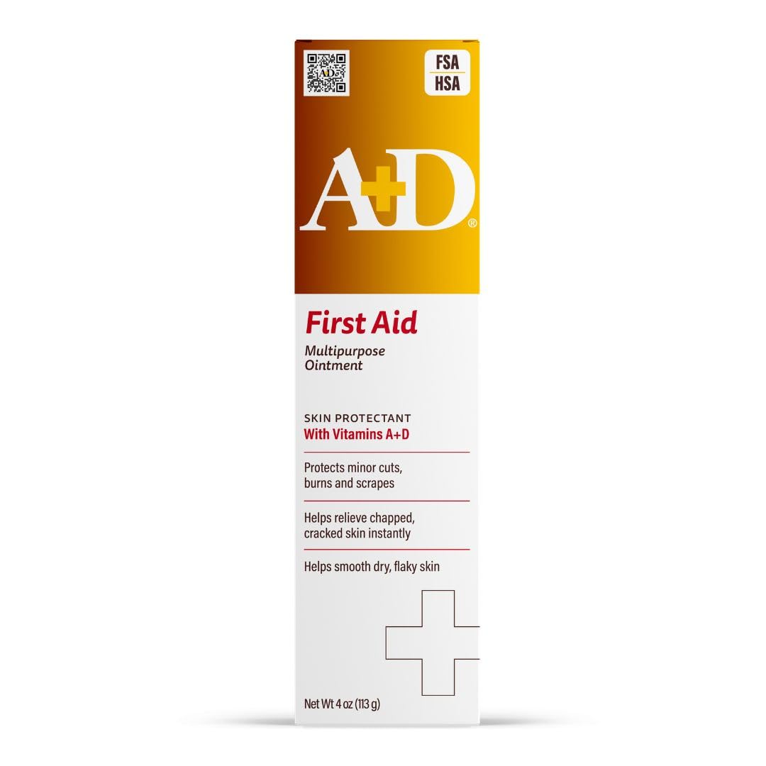 A+DFirst Aid Multipurpose Healing Ointment - Moisturizing Skin Protectant for Dry Cracked Heels, Elbows, Hands and Lips - Protects Minor Cuts, Burns, & Scrapes – 4 oz Tube