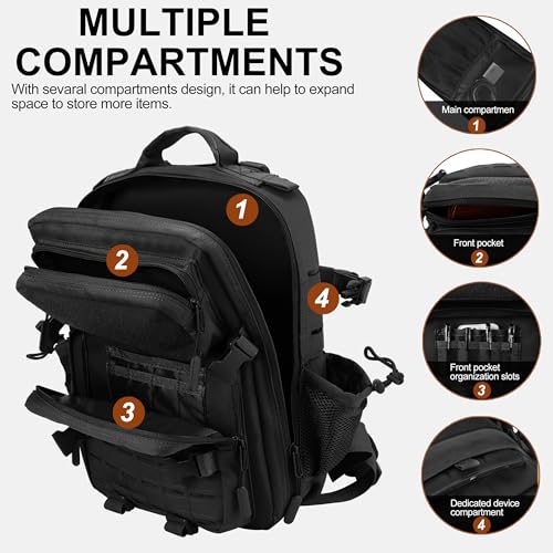 Image of LHI Tactical Military Backpack for Men 25L /45L Large Molle Army Assault Pack 3 Day Hiking Rucksack With Bottle Holder