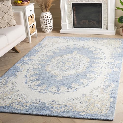 Tapete SAFAVIEH 8x10 Artesanal de Lana Azul y Marfil