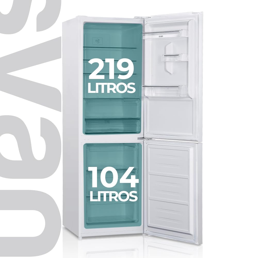 Svan Frigorífico Combi 2 Puertas Blanco SC185600ENF. Capacidad 323 Litros, No Frost, Multi AirFlow, Puerta Reversible, Bajo Nivel Sonoro, Eficiencia Energética Clase E