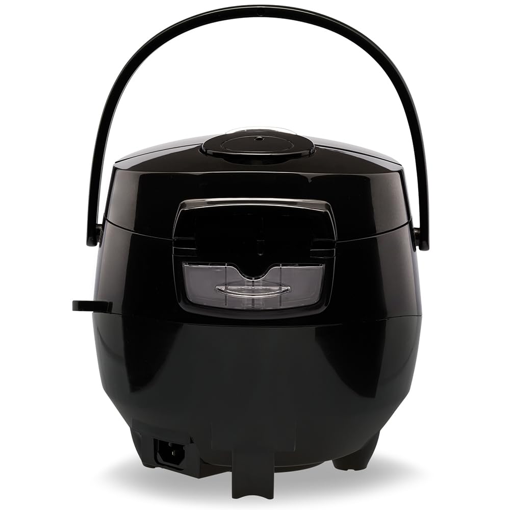 Reishunger Mini Olla Arrocera Eléctrica y Vaporera en Negro hasta 3 Personas (0.6 l) – Hervidor de Arroz con 8 Programas - Con Pantalla LED y Función Automática de Mantenimiento del Calor