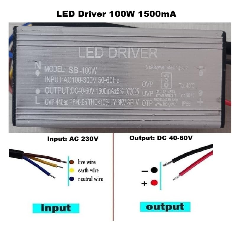Image of 3 Quantity LED Street /Flood Light Repair, 100 Watt 3000mA, Input: AC 230V, Output: DC 24-40V, IP66 And 6KV Surge,OVP,UVP,OTP Protection (Pack of 3)
