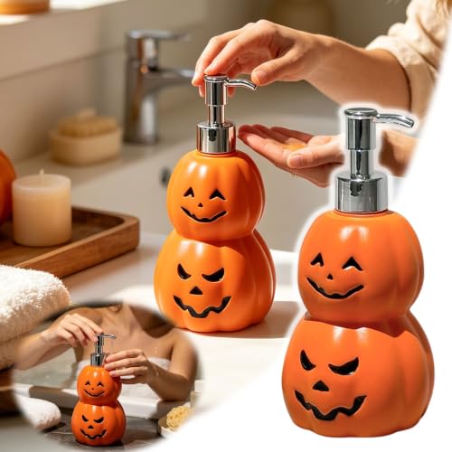 6.3in Glossy Pumpkin Shaped Soap Dispenser for Halloween Bathroom Decor - image 6