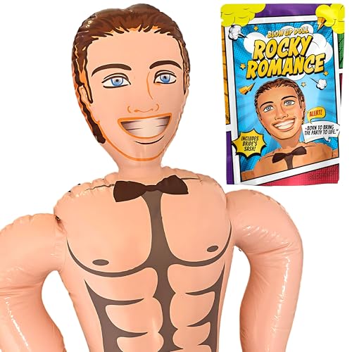 Inflatable Blow Up Doll Life Size with Bride Sash - Bachelorette Party Accessories - Bachelorette Party Decorations - Gag Gifts -60" Rocky Romance