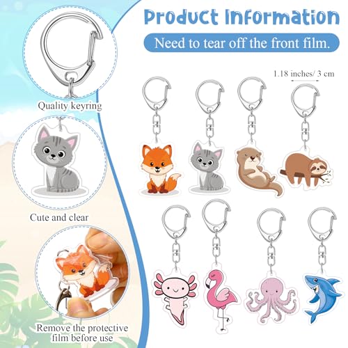 Image of Landical Positive Animal Keychains Bulk, Back to School | First Day of School Gift, Inspirational Cards, Acrylic Charms, Coworker Appreciation, Team Recognition, Group Handouts
