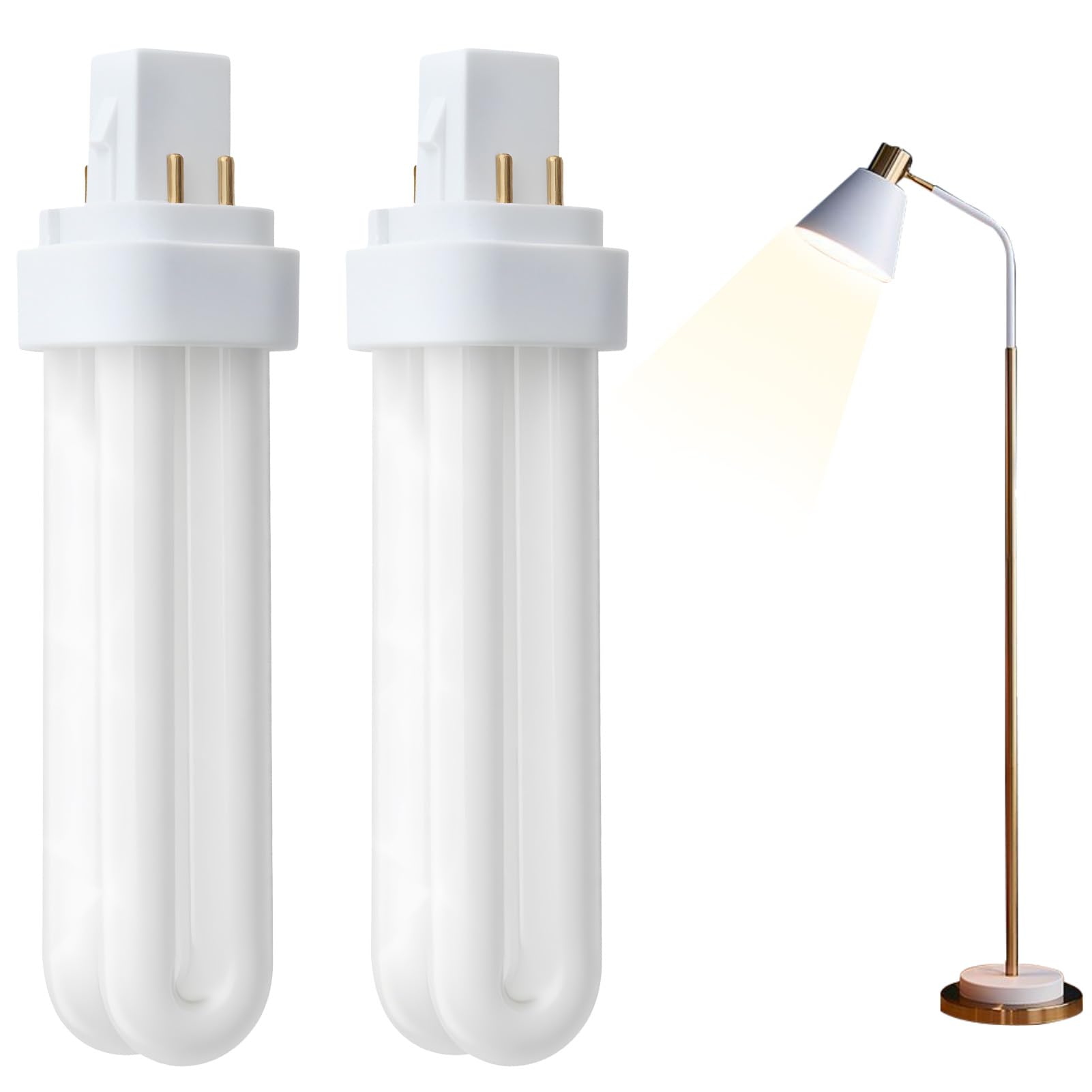 2 PCS Energy Saving Lamp 4 Pin G24Q 2 Cool White Lamp Light Bulbs 18w Energy Saving Twin Double Turn Bell Tube PLC Bulb Fluorescent Neon Tubes for Home Bathroom Corridor
