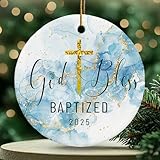 NESTURA Christmas Baptism Gifts For Boy, Baby Baptism Ornament 2025, Christening Gifts For Boys, Christian Presents For Godson From Godparents, Adults, Men, Male Baptized 2025 Ornaments, Baptized Gift