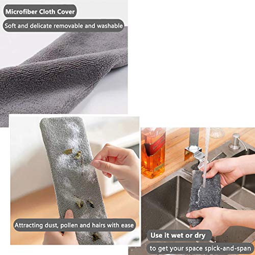 Image of Barebeauty Dust Brush Under Appliance Microfiber Duster with Extension Pole (40 to 55 inches) Bendable, Washable, Extendable Gap Dusters for Sofa Bed Furniture Bottom - Wet or Dry(Gray)