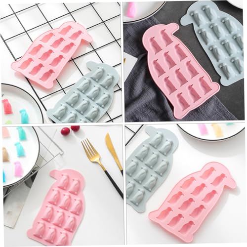 Moldes de Hielo de Silicona con Forma de Pingüino Rosados miniatura 5