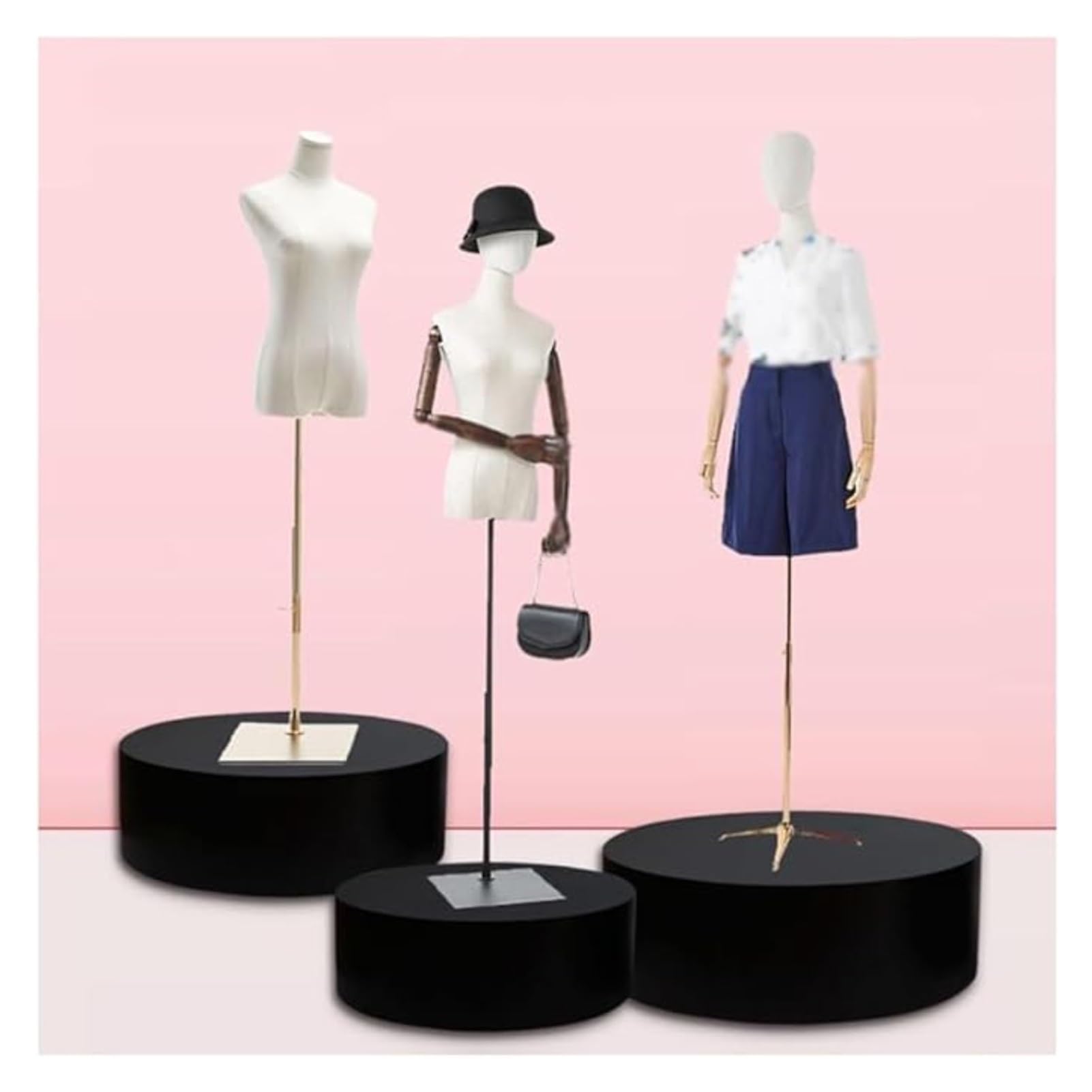 Runder Schaufensterpuppen-Ständer, zylindrische Halterung für Event-Dekor, Schaufenster für Bekleidungsgeschäfte, Heimdisplay (schwarz, 60 x 30 cm) – perfekt für Partys und Ausstellungen