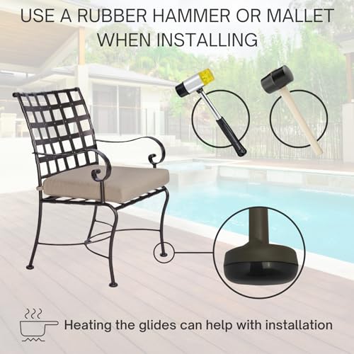 Project Patio 1-1/2" Wrought Iron Patio Furniture Feet Caps - Round Plastic Outdoor Metal Table and Chair Floor Protector Glide Replacement Parts (32 Pack)