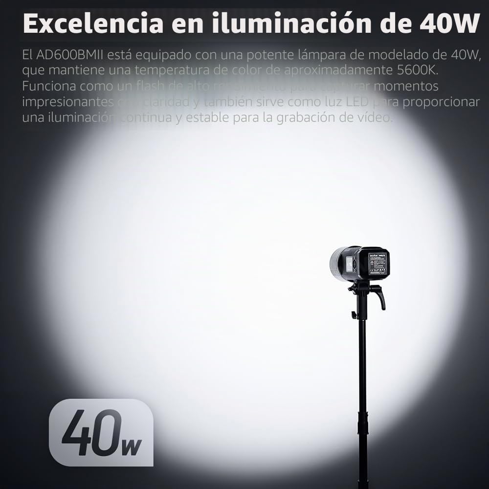 Godox AD600 BM II AD600BM II 600Ws Flash para exteriores, sistema X inalámbrico 2.4G, TTL GN87 HSS 1/8000s, 40W 4800K ± 300K, tiempo de reciclaje 0.01s ~ 0.9s, 1/1 a 1/512, 10 pasos de alimentación
