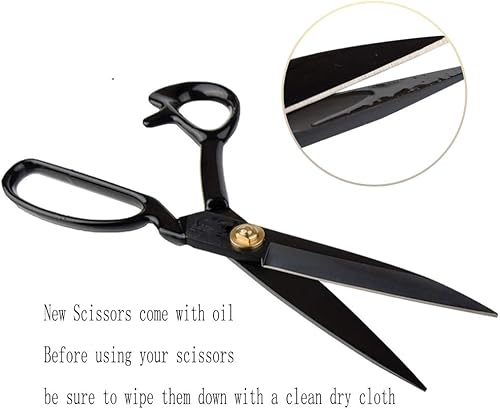 Miniatura 5 de LNKA Tijeras de costura para tela, color negro, profesionales, resistentes, tijeras de acero de alto carbono de resistencia industrial para cuero,