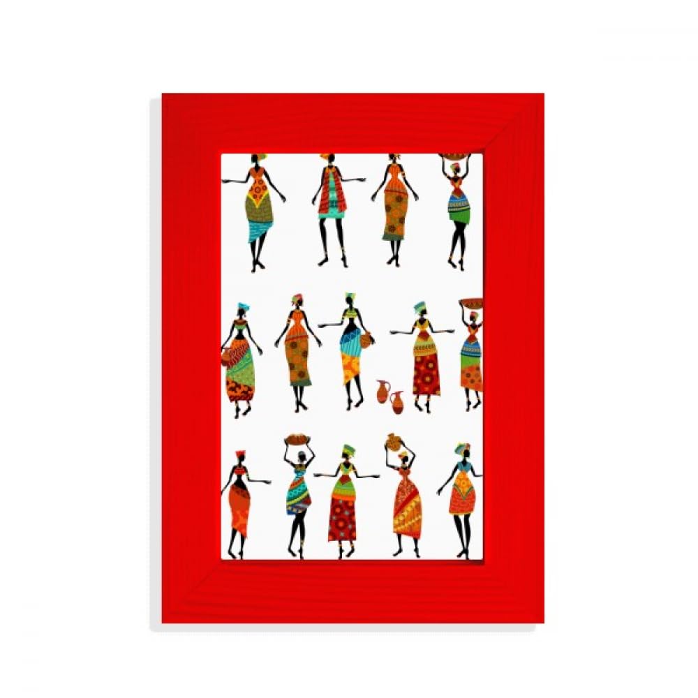 Cadre photo femme robes africaines rouge objet décoration murale ethnique