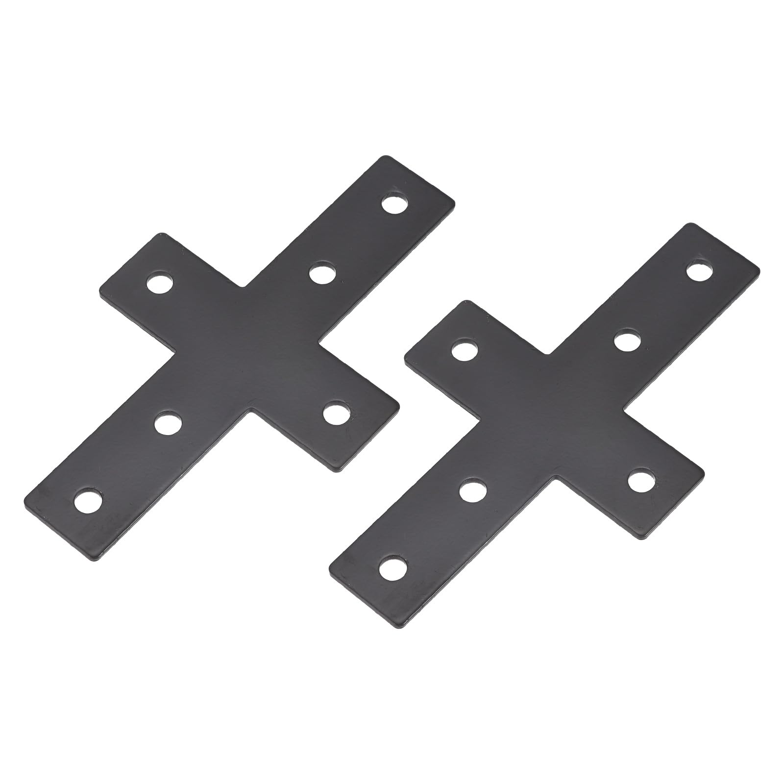 sourcing map 2Pcs 3030 Cross Shape Corner Bracket Joint Plate, Carbon Steel Bracket Aluminum Extrusion Outside Plate Fasteners for Repair Furniture Storage Rack, Black