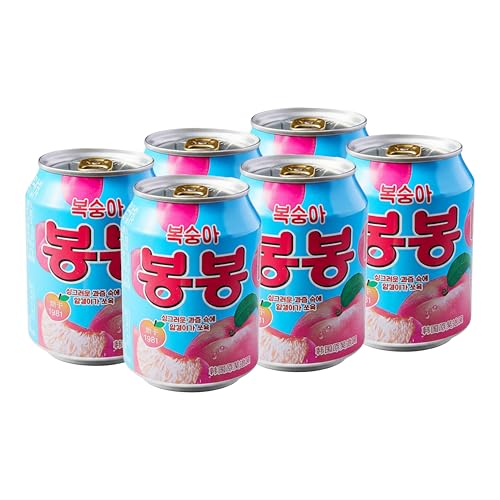【ヘテ】ボンボン ももジュース 缶 238ml×6本｜ 桃ジュース 果肉入り｜甘くてフルーティー・清涼飲料水・韓国ドリンク 봉봉 복숭아（Amazon）