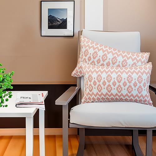 Cushion Pillow Shell Aitliving Cotton Embroidered 1pc Geometric Series Empire Lumbar Pillowcase Peach 30x50cm