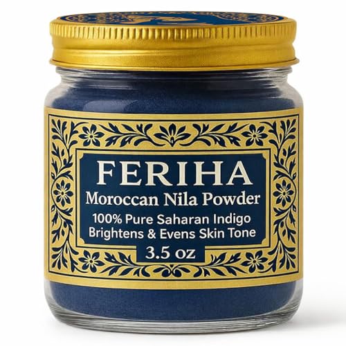 FERIHA Moroccan Nila Powder Mask | Simple Blue Beauty Powder DIY Face & Body 3.5 oz
