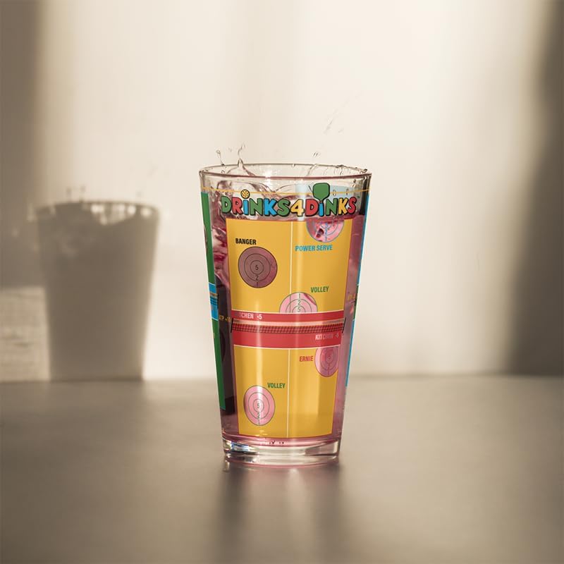 Drinks4Dinks Pint Glass Pickleball Game - Gifts for Pickleball Players Drinking Game with A Pickleball Twist and Beer Cups 2 Pack