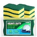 AIDEA Sponges Kitchen, 9Count, Dish Sponges, Heavy-Duty Sponge for Non-Coated Cookware, Scrubbing Power for Tough Messes, Cleaning Sponge for Kitchen, Bathroom, Household