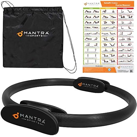 Pilates Ring Magic Fitness Circle - Exercise Resistance Equipment for Toning & Sculpting Inner & Outer Thighs-Improve Core Power Strength, Flexibility & Posture - Pelvic Floor Exerciser-Poster & Bag Cover