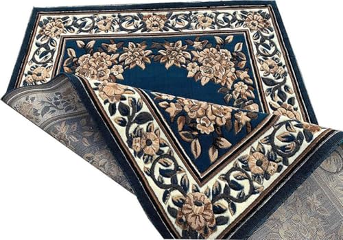 Image of Soft Premium Blue Carpet 5x7 ft Rectangular Washable, Anti-Skid, Fade-Resistant Acrylic Rug for Living Room, Hall, Bedroom, Modern Decor