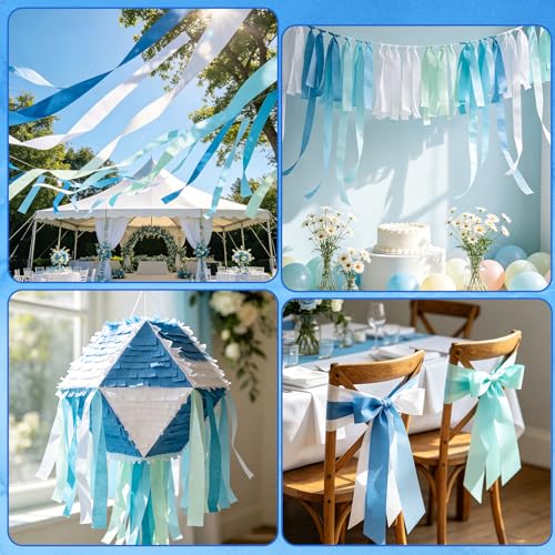 Image of Blue Streamers 8 Rolls Crepe Paper Streamers Party Decorations for Blue Birthday Party, Wedding, Engagement, Bachelorette and Baby Shower Boy