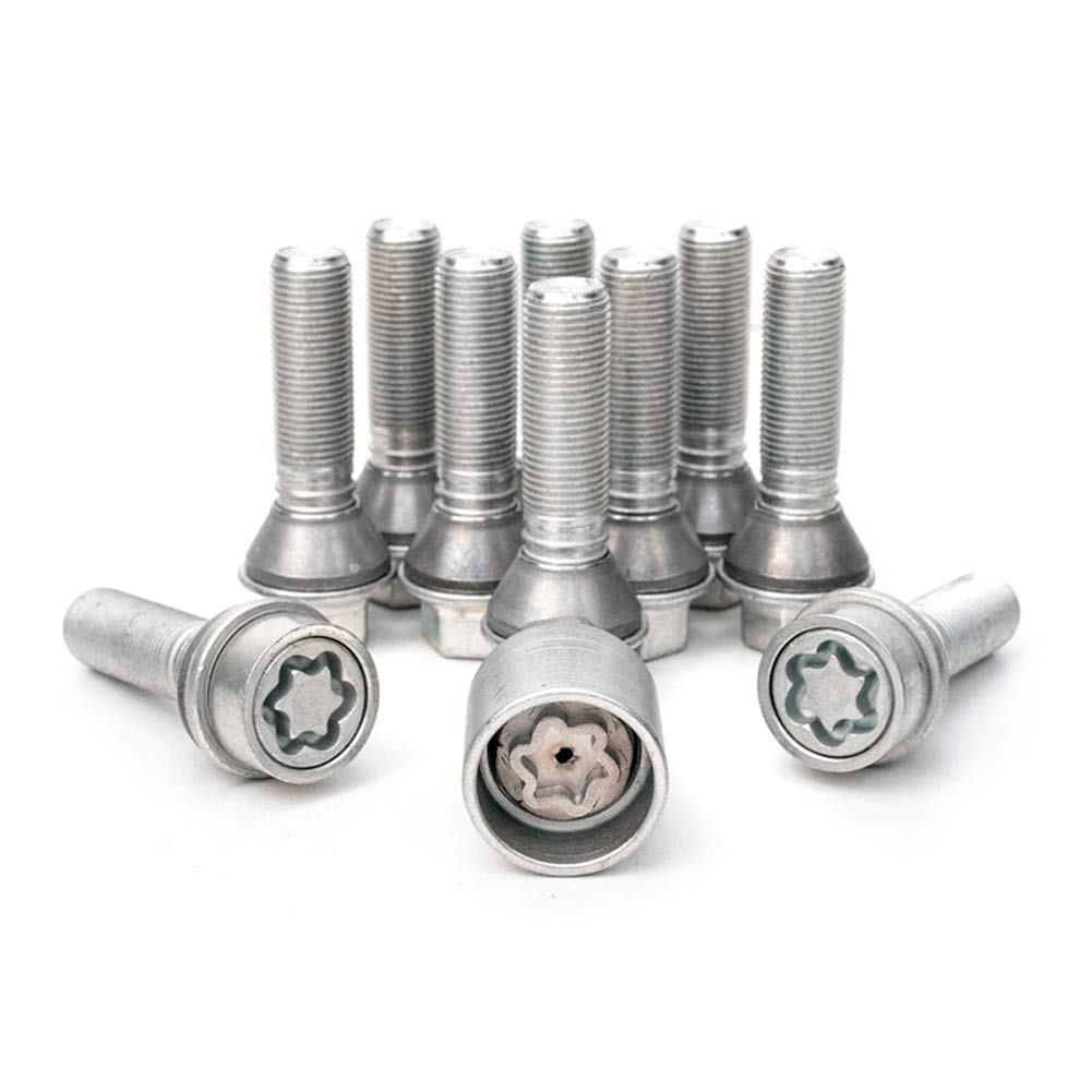 H&R Set Bulloni Ruota conici con rondella mobile M14x1.25 - Lunghezza 41mm - 10 Pezzi (pe. compatibile con BMW) - incl. Bulloni Antifurto