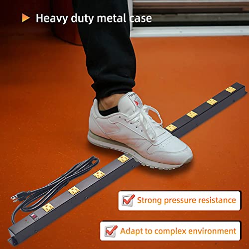 Image of 10-Outlet Heavy Duty Power Strip Surge Protector Metal Long Extension Cord 6-Foot, Black(1000J)