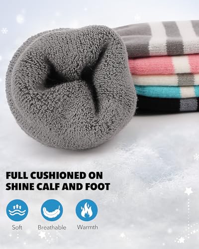 findway Kids Ski Socks, Knee-high Warm Winter Thermal Socks For Boys Girls Toddlers Skiing Snowboarding 2 Pairs4