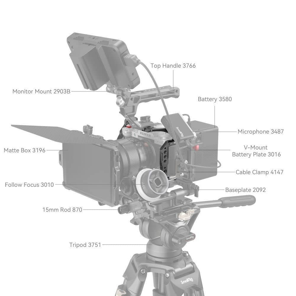 SMALLRIG X-T5 Cage pour FUJIFILM X-T5, Appareil Photo en Alliage D'aluminium pour Fujifilm XT5 avec Déclencheur, Port QD Intégré, Rail NATO Intégré et Plaque de Dégagement Rapide pour Arca - 4135