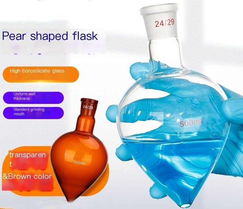 Thick Walled Pear Shaped Flask - Standard Ground Display Flask for Laboratory Use(Transparent Colour 500ml 24-29)