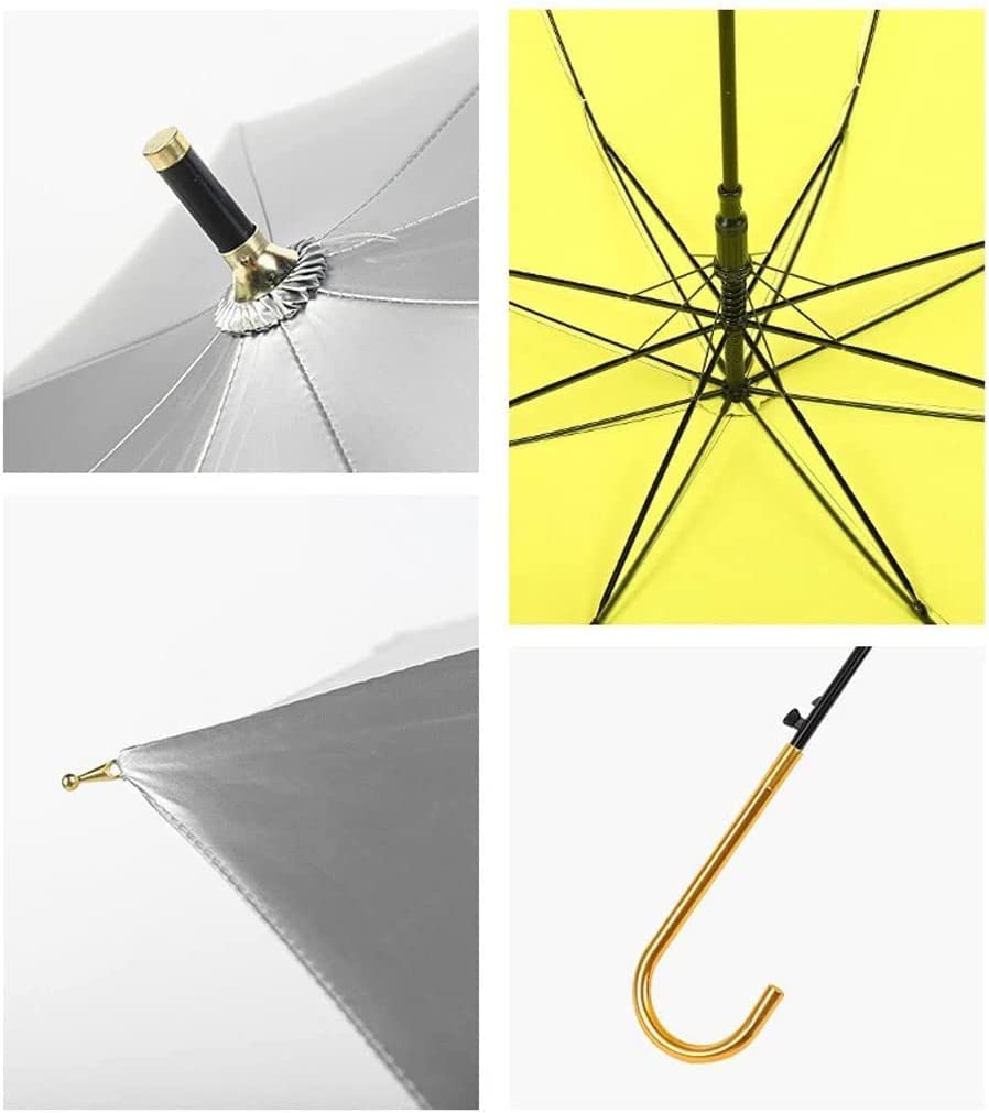 XYNSNDB Parasolki Parasole Parasol golfowy Stylowy, posrebrzany kij Parasol Automatyczny otwarty uchwyt z hakiem J Parasol z trzciny cukrowej Parasol przeciwdeszczowy