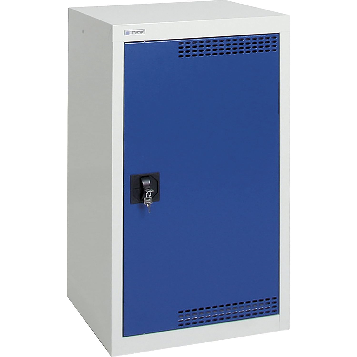 kaiserkraft | Umweltschrank mit Türlochung | HxBxT 900 x 500 x 500 mm | 2 Wannenböden | lichtGrau/Enzianblau