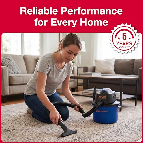 Image of Koblenz WD-2L Wet Dry Vacuum Cleaner, Home Car Garage Workshop, 2.0 PHP | 60 CFM, 10 Ft Reach, Twist-N-Lock Hose, Small Shop Vac, Portable Shop Vac for Home Car Garage Workshop, Accessories Included