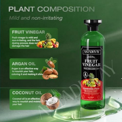 Image of Fruit Vinegar Gel Hair Color For Men & Women, Hair Color Dye for Black Hair (Black, 400ml (100ml x 4))