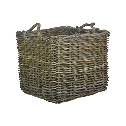 Buy Small Square Grey Rattan Log Basket in Hartlepool UK home furniture