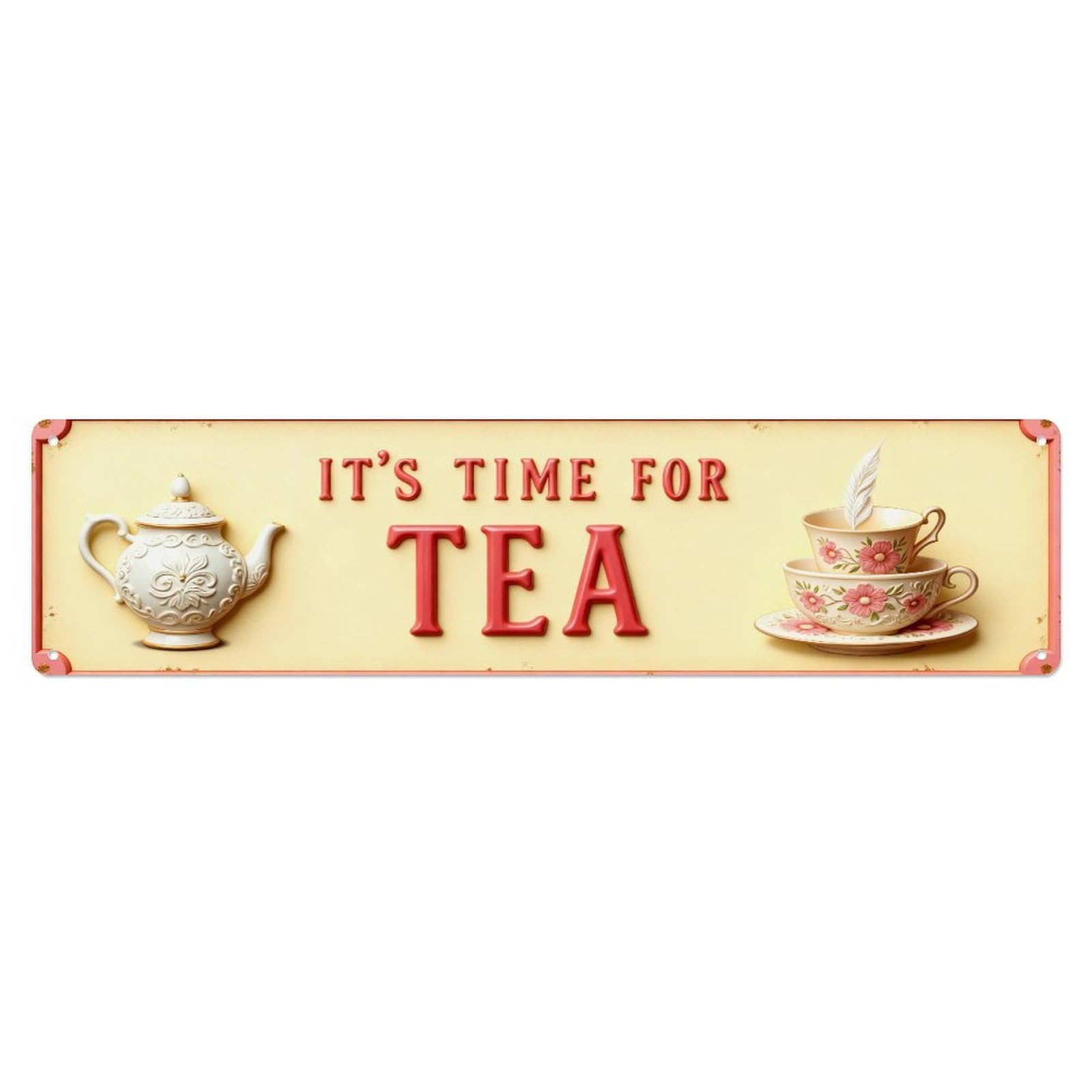 Floral Pattern Teacup Saucer Set Metal Tin Sign Plaque