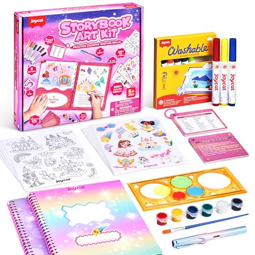 Fantasy Storybook Art Kit Creative Writing & Drawing Activity Kit Write Your Own Book Art Kit for 6-9 DIY Craft Scrapbooking & Journal Supplies Hardcover Comic Book Making Kit with Spirograph