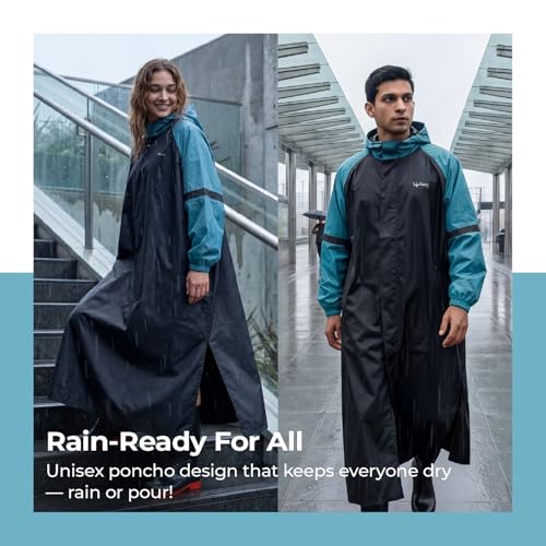 Image of Lifelong Waterproof Unisex Rain Coat Hooded Full Sleeves Outdoor Men, Women, Boys & Girls Rainwear Poncho Raincoat for Camping, Hiking & Travelling (1Pc)