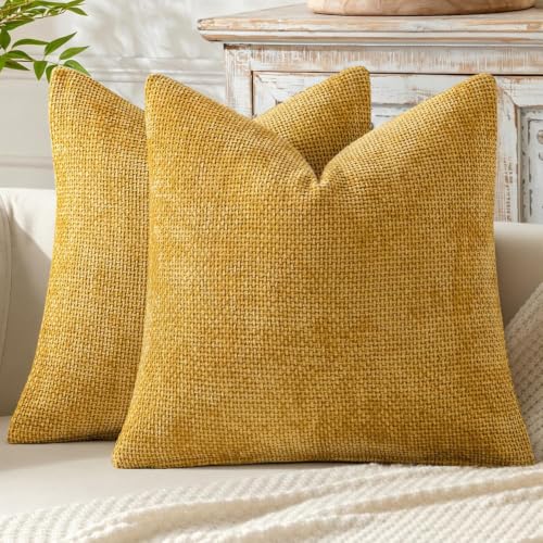 Image of MIULEE Decorative Gold Euro Sham Throw Pillow Covers 26x26 Inch 2 Pack