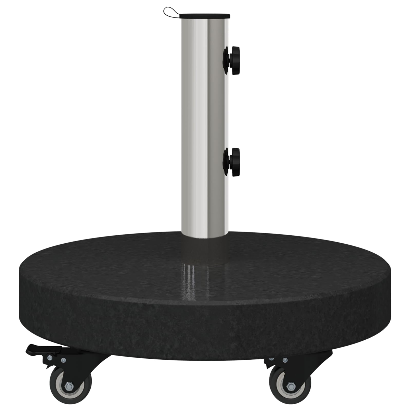 Gecheer Pied de parasol avec roulettes pour barres de Ø 38/48 mm en granit noir, 30 kg, support de parasol rond pour terrasse, café, piscine