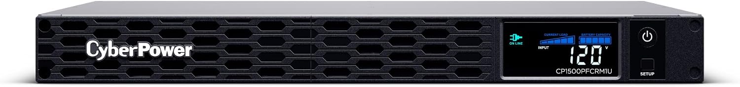 CP1500PFCRM1U PFC Sinewave UPS Battery Backup | 1500VA/900W, 6 Outlets, AVR, 1U Rackmount, UL Certified