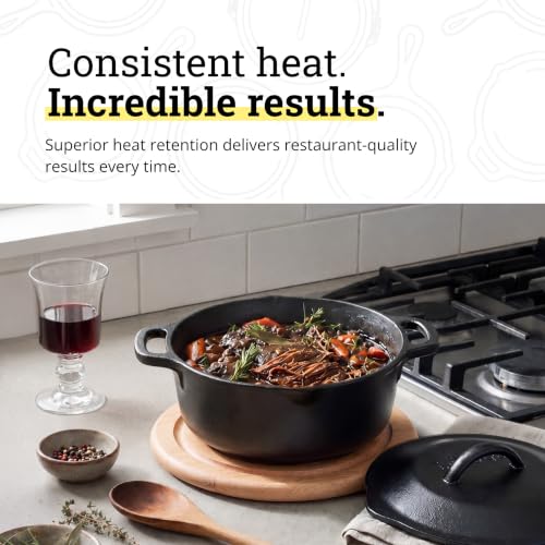 Image of Lodge Cast Iron Dutch Oven 1 Quart - Loop Handle Cooking Vessel - Even Heat Retention - Oven-Safe, Versatile Pot