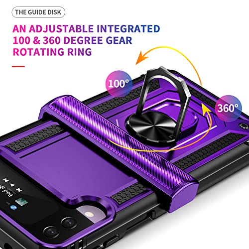 Onola CN-0210 For Samsung Galaxy Z Flip 4 Case, Galaxy Z Flip 3 Case With Hinge Protection And 360°Rotate Ring Magnetic Kickstand Heavy Duty Protective Case thumb #2