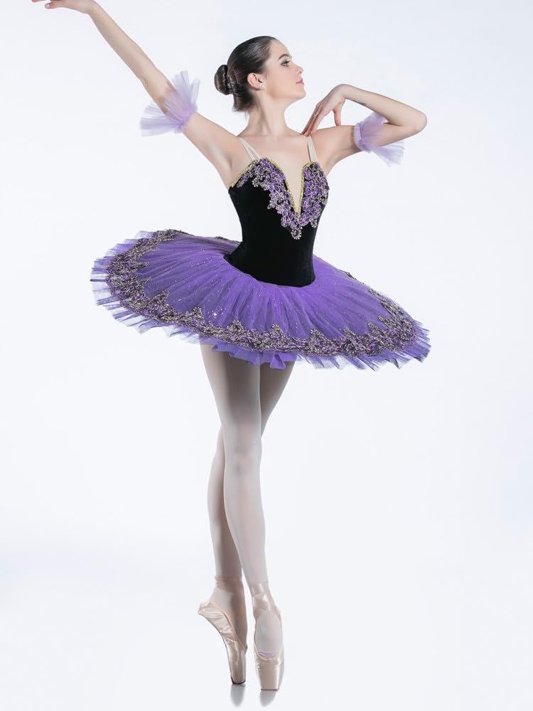 Lila Mädchen Ballettkleid Rock Tütü, Professionell Erwachsene Platter-Pfannkuchenkleid, Kinder Schwanentanz Kostüm