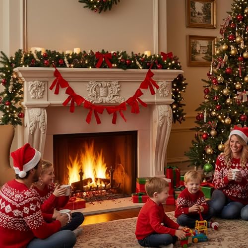Lazos rojos de Navidad de terciopelo para decorar vallas y patios 4