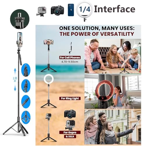 Image of L16 Long 61 inch Selfie Stick, Balance Handle for Anti Shake Shooting for Wide Angle Photo Shooting, Selfie Stick with Tripod Stand for Gopro & Camera (L16)